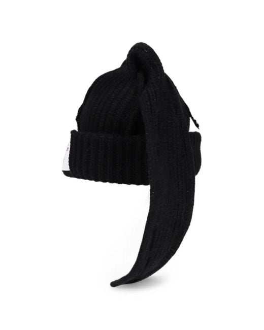 Charles Jeffrey Black Chunky Bunny Beanie Hat for men