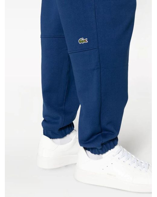 Lacoste Blue Logo-Patch Organic Cotton Track Trousers for men