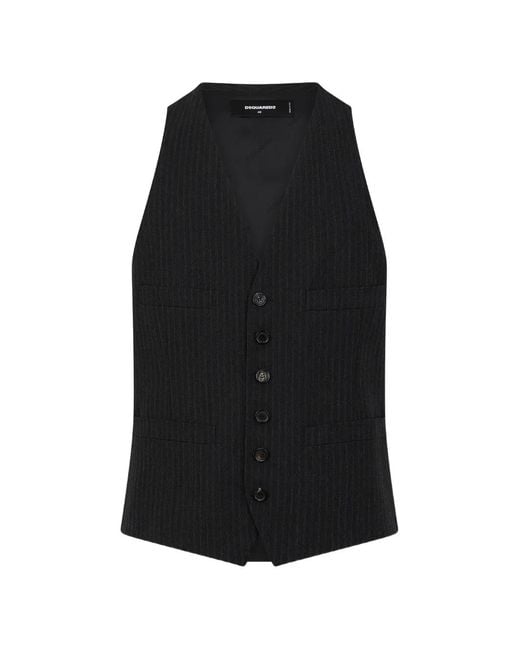 DSquared² Black Pinstripe Vest for men