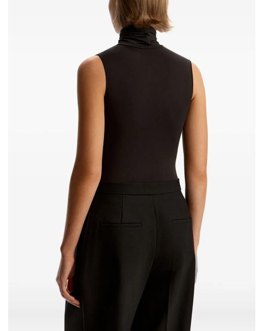 12 STOREEZ Black Turtleneck Sleeveless Bodysuit