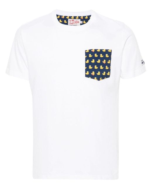 T-shirt Blanche con taschino a contrasto di Mc2 Saint Barth in White da Uomo