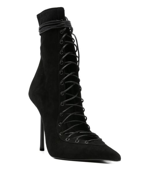 Le Silla Black 100Mm Colette Lace-Up Pointed-Toe Boots