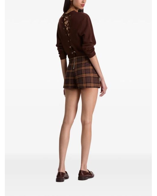 Alice + Olivia Brown Mace Checked Skort