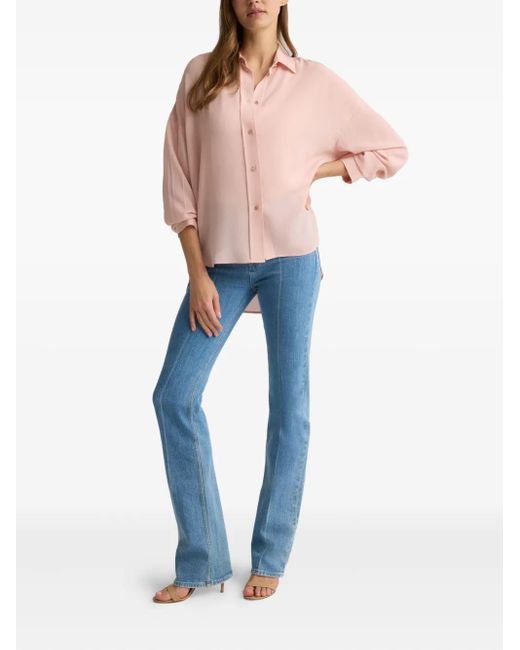 St. John Pink Sharon Long-Sleeves Blouse