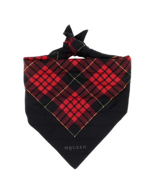 McQueen Red Tartan Silk Scarf
