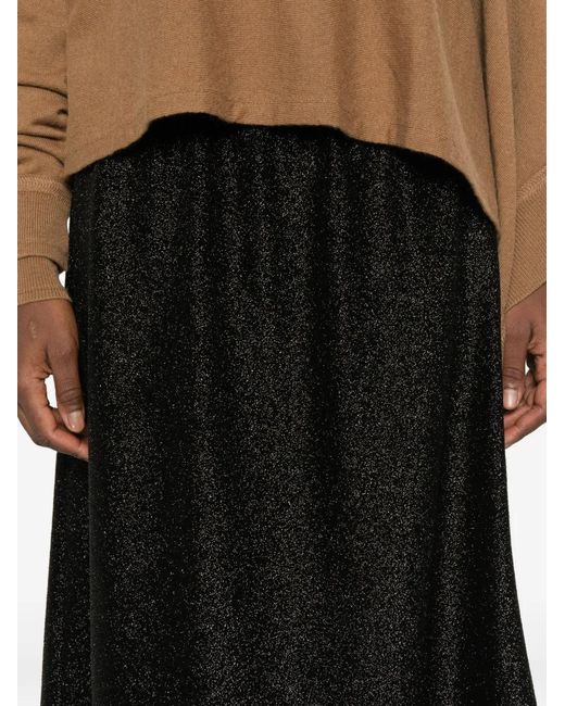 Jil Sander Black Elasticated Midi Skirt