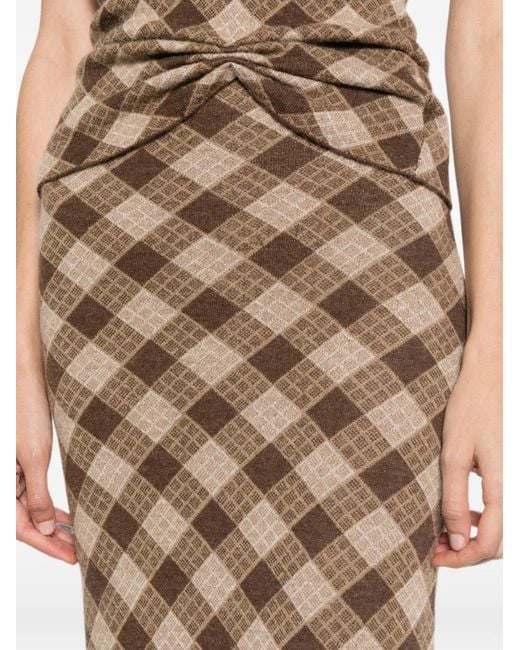 AYA MUSE Natural Kae Checkered Maxi Skirt
