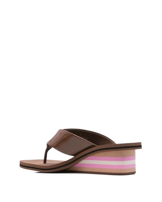 Chloé Brown Toe-Post Wedge Sandal With Embossed Logo