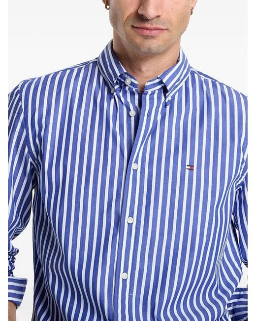 Tommy Hilfiger Blue Vertical-Stripe Button-Down Shirt for men