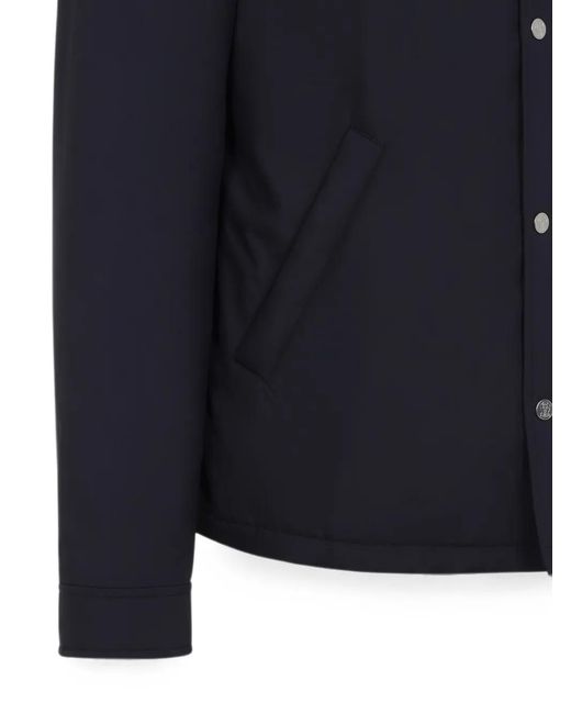 Brunello Cucinelli Blue Press-Stud Padded Jacket for men