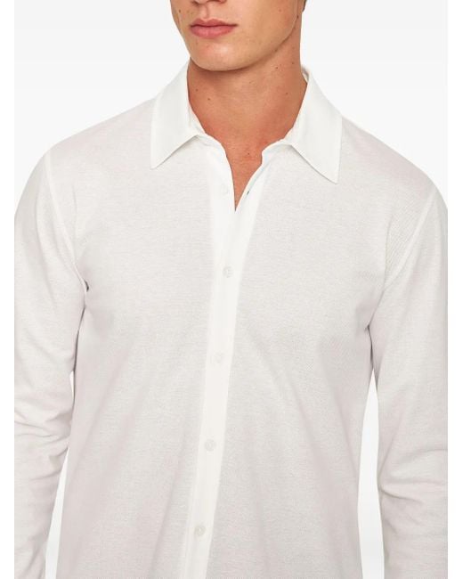 Orlebar Brown White Giles Piqué Cotton Shirt for men