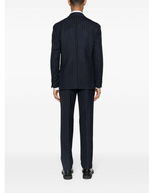 Lardini Blue Pinstriped Double-breasted Wool Suit for men