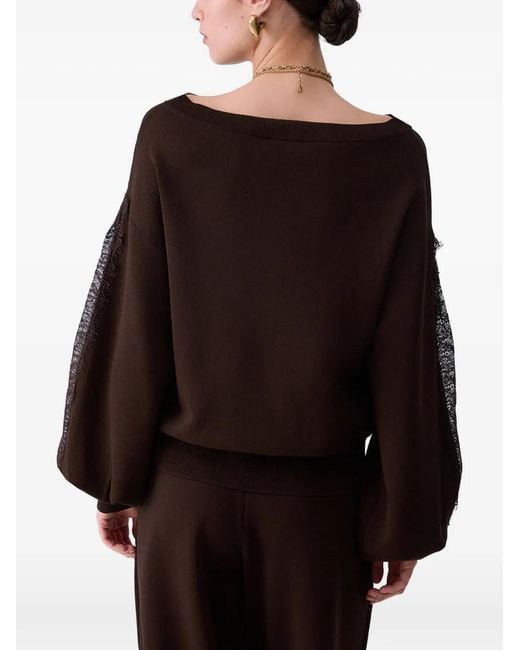 Liu Jo Brown Sweater With Lace Inserts