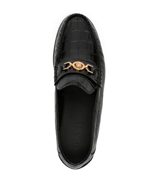 Versace Medusa Loafer mit Kroko-Prägung in Black für Herren