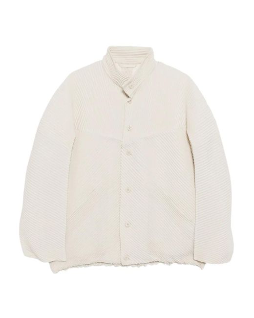 Homme Plissé Issey Miyake White Mc: September Pleated Jacket for men