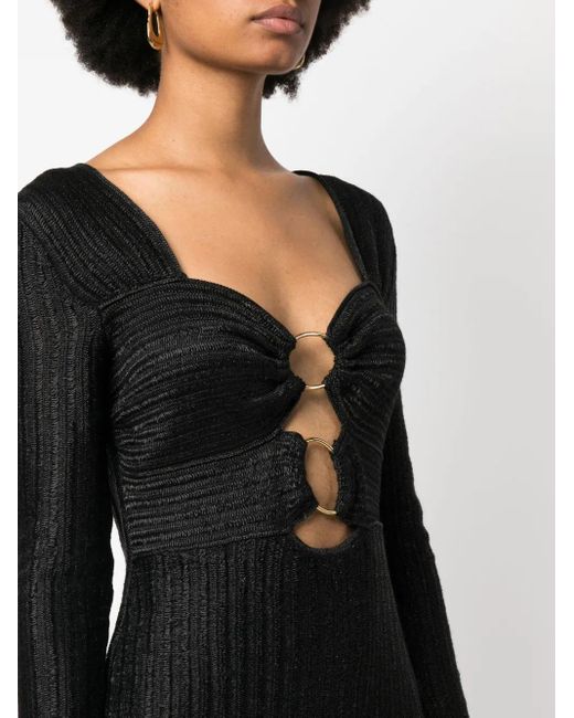 Tom Ford Black Minidress With Metallic Sweetheart Neckline