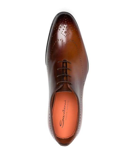 Zapatos de vestir con acabado bruñido Santoni de hombre de color Brown
