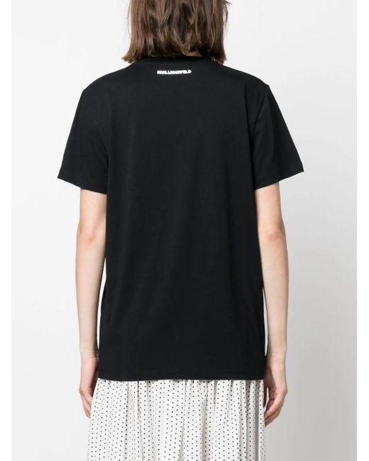 Karl Lagerfeld Black Ikon 2.0 Organic-Cotton T-Shirt