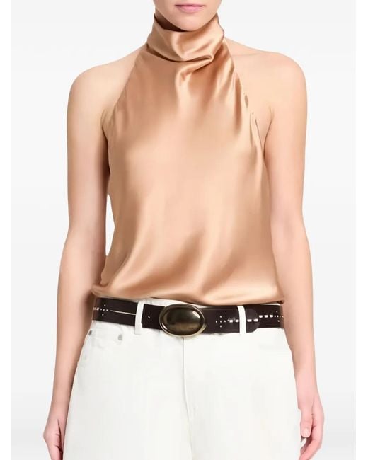 Twp Multicolor Silk-Charmeuse Halter Top