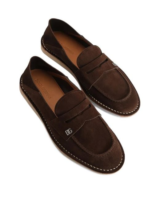 Dolce & Gabbana Brown Suede Loafer for men