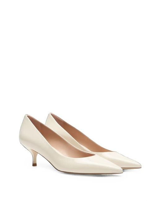 Stuart Weitzman White Stuart Power Pointed-Toe Pumps