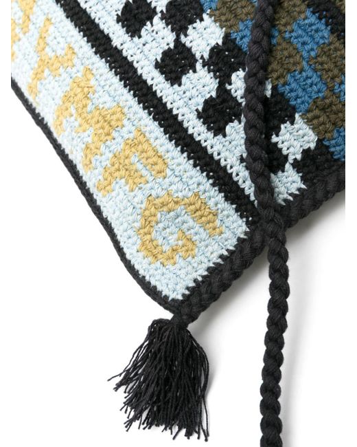 STORY mfg. Black Stash Crochet-knit Shoulder Bag for men