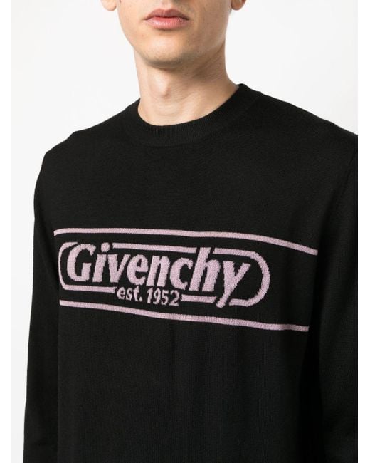 Givenchy Black Logo-intarsia Wool Sweater for men