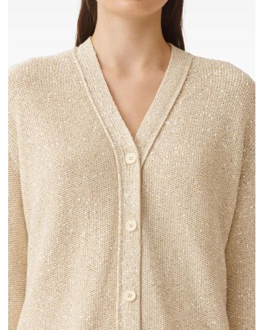 Fabiana Filippi Natural Sequin-Embellished Cardigan