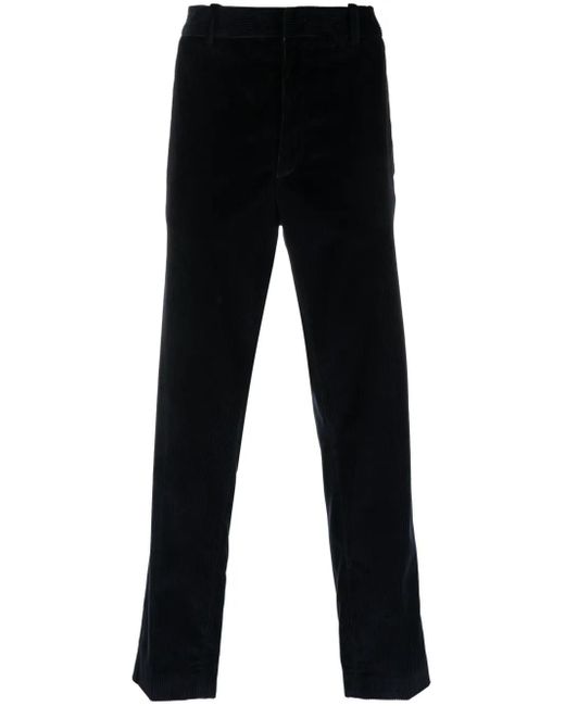 Moncler Black Logo-Appliqué Corduroy Trousers for men