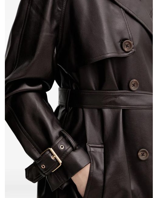 Guess Black Double-Breasted Belted Trench Coat