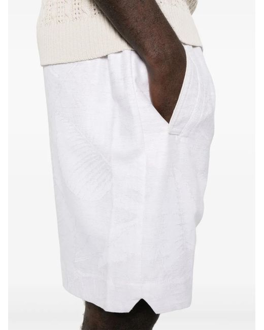 Eleventy White Pattern-Jacquard Shorts for men