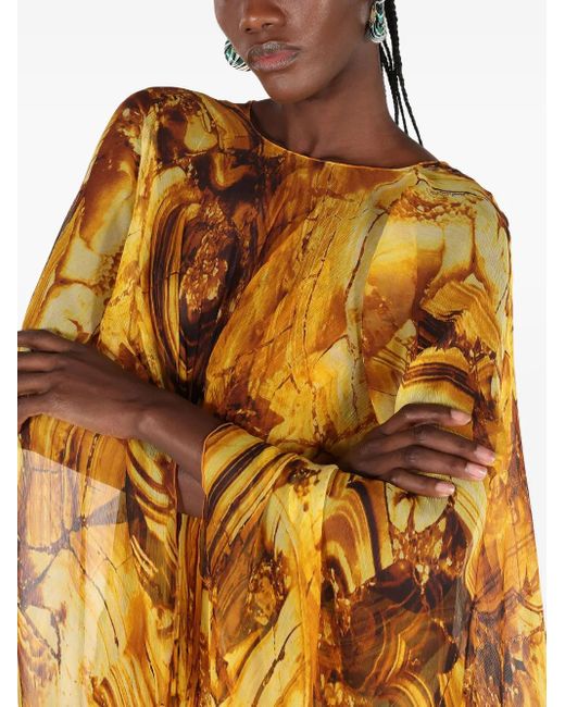 Roberto Cavalli Metallic Silk Maxi Dress