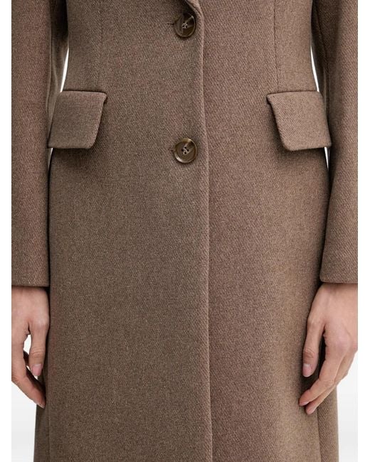 Sisley Natural Buttoned Flap-Pockets Single-Breasted Coat