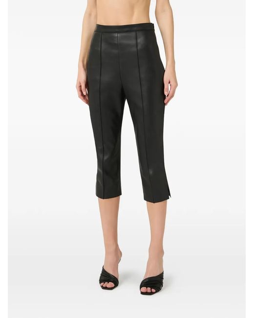 Elisabetta Franchi Blue Pantalon En Cuir À Fentes Latérales