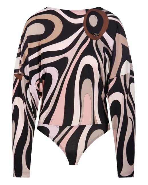 Emilio Pucci Black Marmo-Print Bodysuit