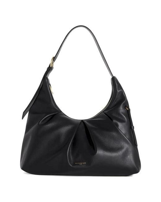 Maison Kitsuné Black Bloom Pleated-Leather Shoulder Bag