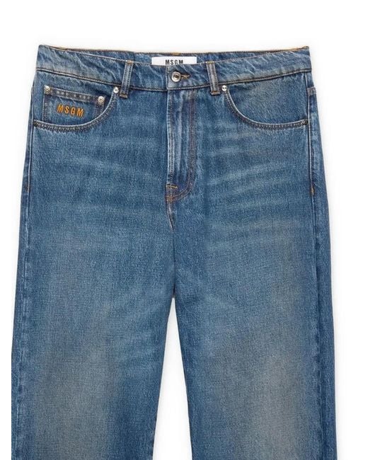 MSGM Blue Logo Trousers for men