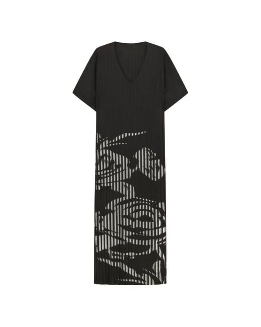 Liviana Conti Black V-Neck Floral Print Dress