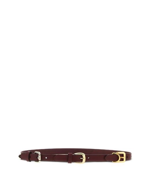 Etro White Leather Buckle Belt