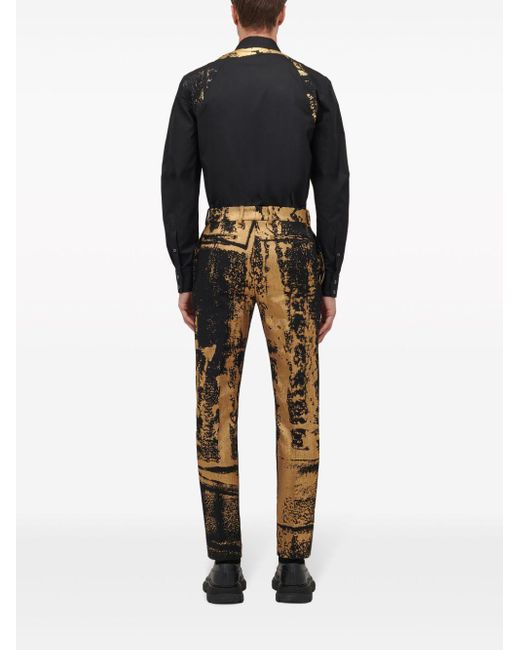 Alexander McQueen Black Harness Graphic-print Regular-fit Cotton-poplin Shirt for men