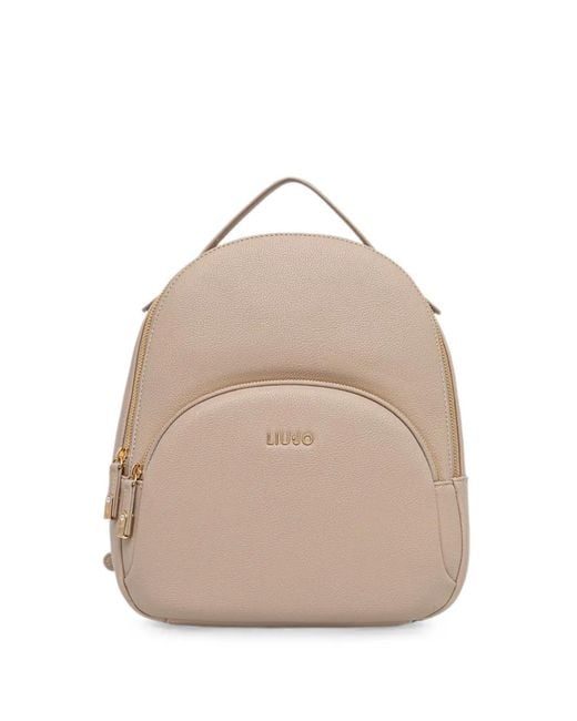 Liu Jo Natural Grained Logo-Plaque Backpack