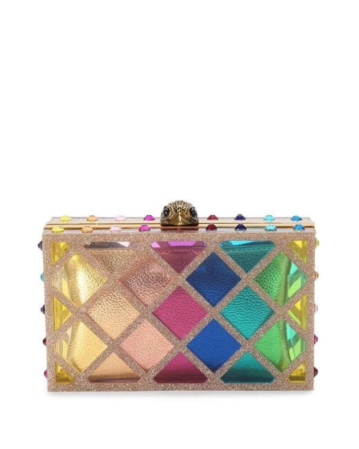 Kurt Geiger Gray Crystal Quilt Box Clutch