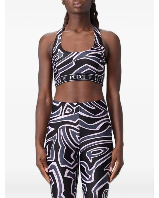 Emilio Pucci Black Printed Stretch-Fabric Top