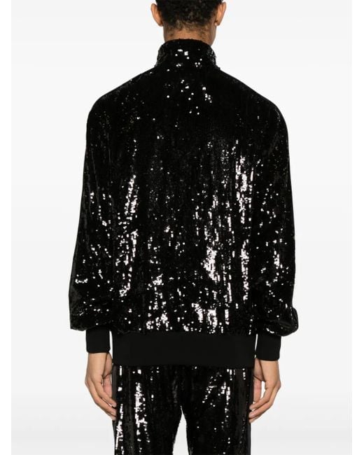 Dolce & Gabbana Black Sequinned Bomber Jacket for men