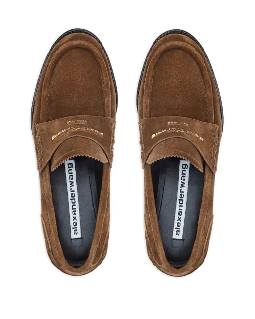 Alexander Wang Brown Loafer Aus Wildleder Mit Logo-Schild