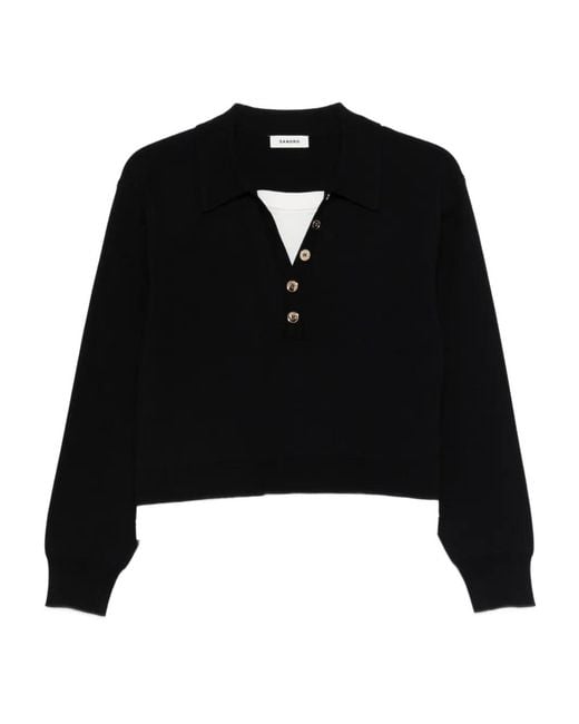 Sandro Trui Verfraaid Met Knopen En Polokraag in het Black