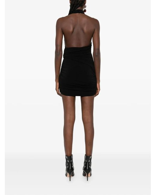 ANDAMANE Black Stella Halter-Neck Ruched Mini Dress