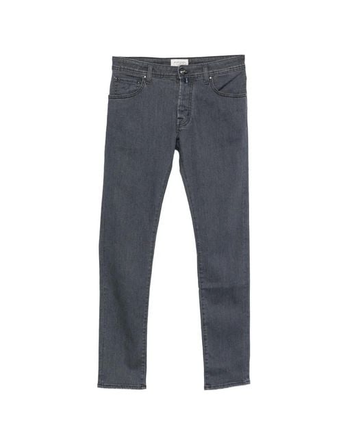Jacob Cohen Blue Logo-Patch Straight-Leg Jeans for men