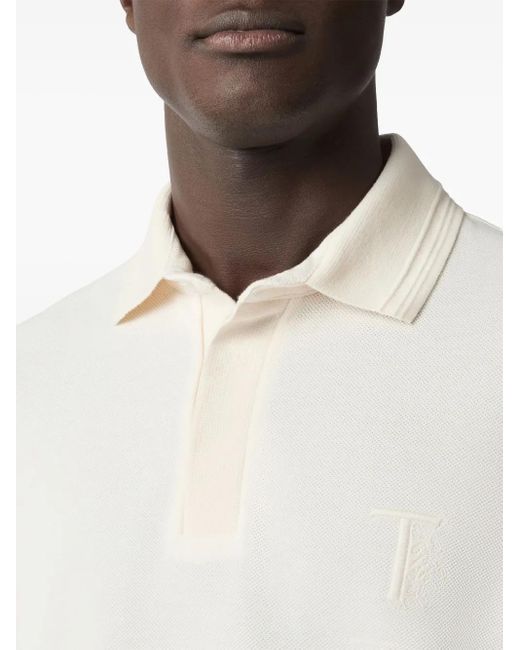 Tod's White Embroidered-Logo Polo Shirt for men