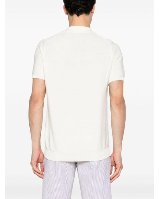 Drumohr White V-neck Cotton Polo Shirt for men